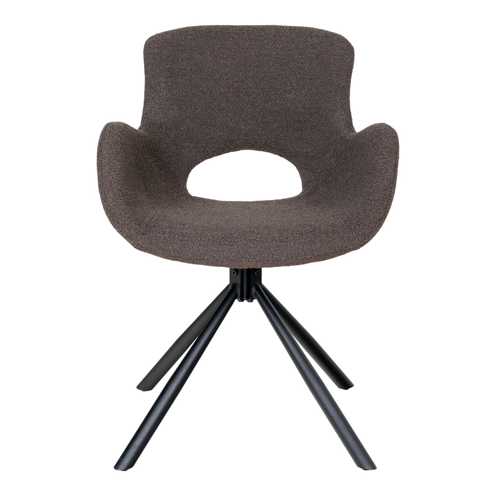 Amorim draaibare eetkamerstoelen taupe bouclé met armleuning – Set van 2